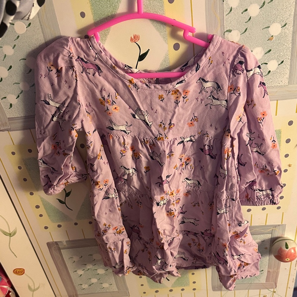 Purple Unicorn Print Baby Dress